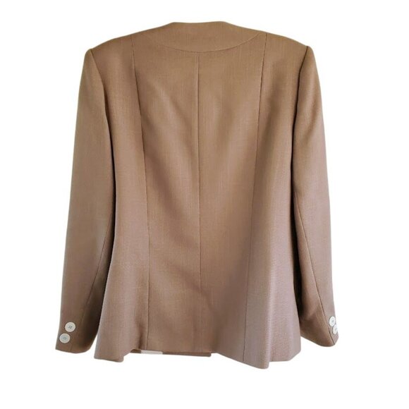 Vintage 80s Jacobson’s Skirt Suit Set Size M Taupe Cream Minimalist Power Suit - Picture 6 of 12